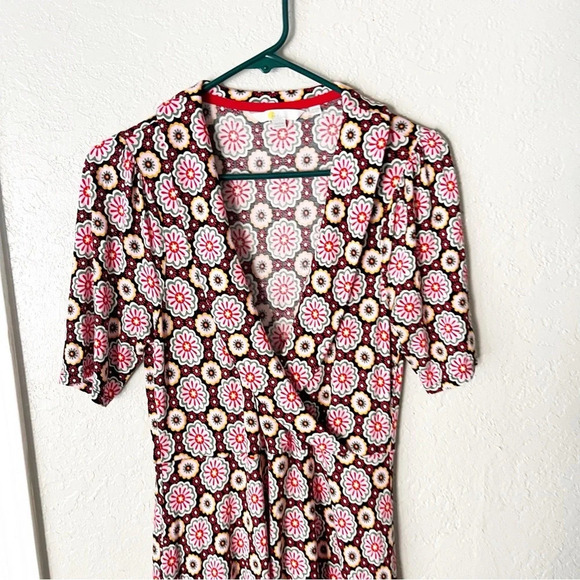 Boden Dress Women's 8 Fixed Wrap Opulent Daisy Jersey Knit Hippie Boho Career - Picture 3 of 9